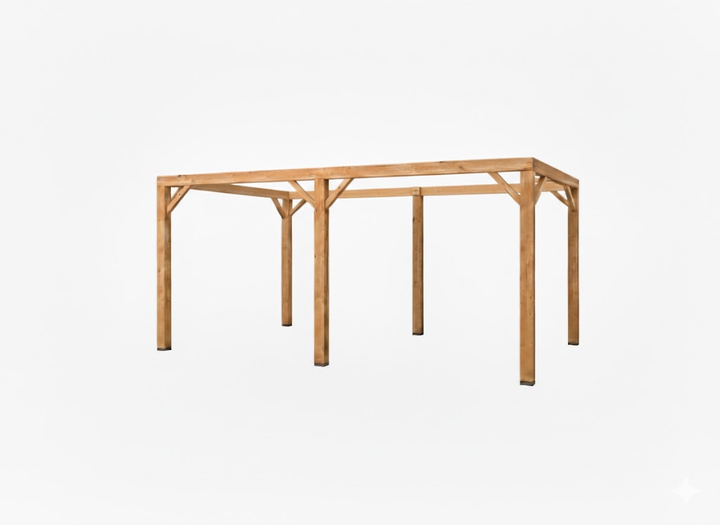 Pergola van Douglas COMBI hardhout met 14 x 14 cm kopmaat