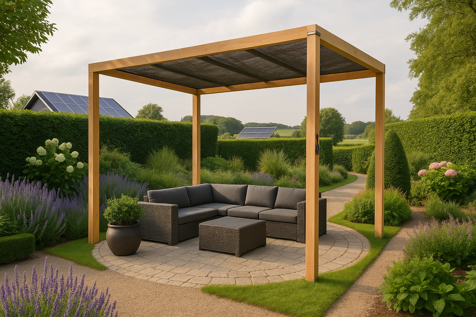 Pergola made of Douglas wood 324x324x248 cm (wxlxh) incl. WATER-PERMEABLE shade cloth