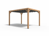 Pergola van Douglas COMBI hardhout 14 x 14 cm kopmaat incl. WATERDICHT Harmonica schaduwdoek