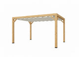 Pergola van Eiken hout 11 x 11 cm kopmaat incl. WATERDOORLATEND Harmonica schaduwdoek